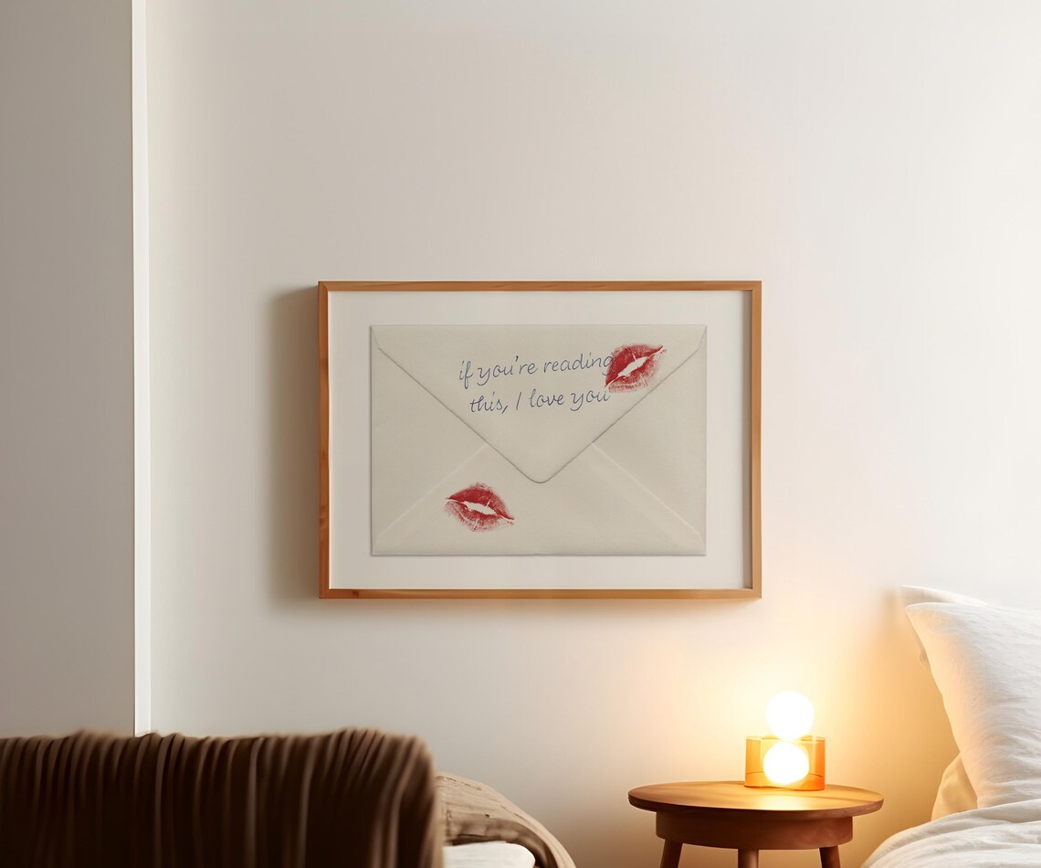 If You Are Reading This I Love You Envelope Lipstick Kiss Art Print - Image 3