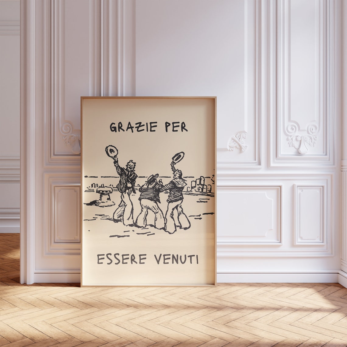 Grazie Per Essere Venuti Italian Poster, Kitchen Decor - Image 2