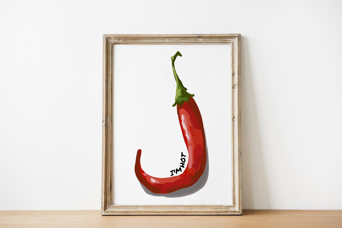Im Hot Red Chili Pepper Spicy Kitchen Food Illustration Poster - Image 2