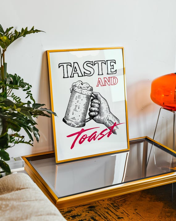 Beer Art Taste And Toast Vintage Beer Mug Kitchen And Dining Wall Decor Man Cave Bar Gift For Beer Lovers Instant