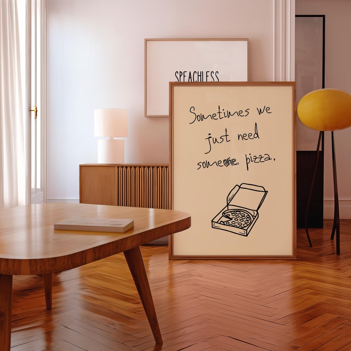 Sometimes We Just Need Pizza Funny Handwritten Kitchen Poster - Image 2