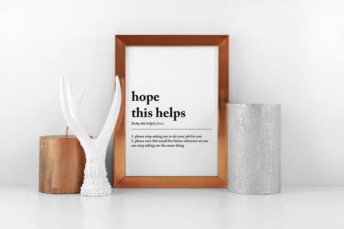 Funny Home Office Decor Hope This Helps Definition Print Home Office Poster Home Office Art Office Wall Art - Image 2