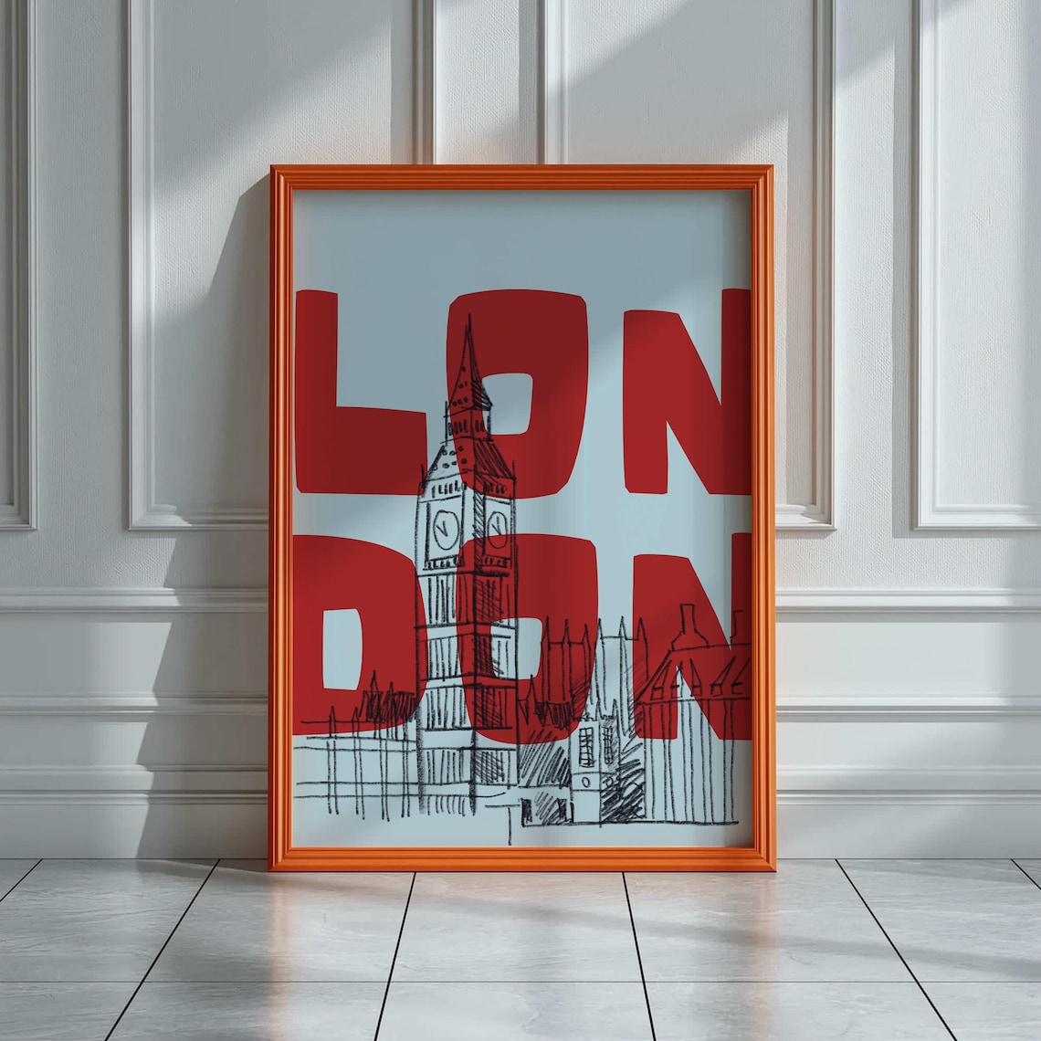 London Skyline Big Ben, Modern Typographic Travel Poster