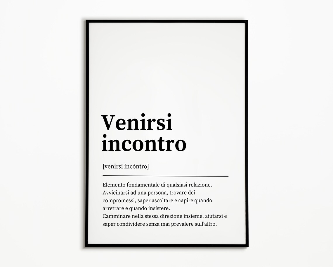 Venirsi Incontro Italian Definition Minimalist Elegant Quote Poster - Image 2