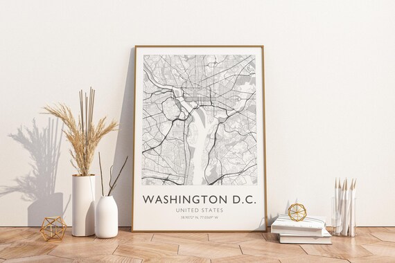 Washington D.C. Capital Minimalist Grey Street Map Travel Poster