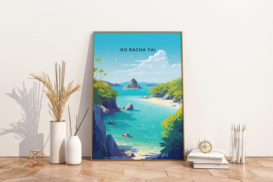 Ko Racha Yai Thailand Tropical Island Turquoise Bay Travel Poster