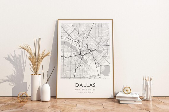 Dallas Texas United States Minimalist City Street Map Coordinates Art Print