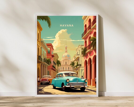 Havana Streets Travel Print Poster Wall Art Vintage Decor