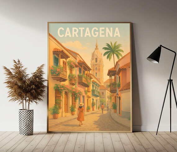 Cartagena Colombia Travel Poster Wall Art Print Vintage Decor