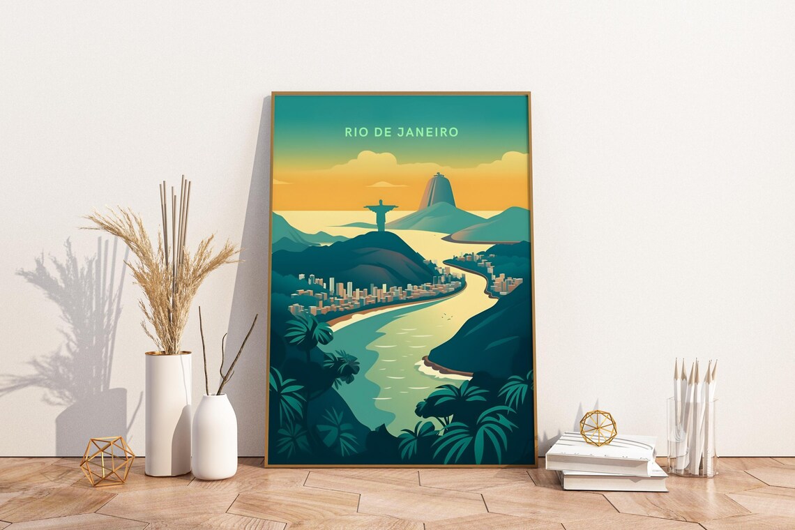 Rio De Janeiro Brazil Travel Poster Artwork Wall Art Print Vinta