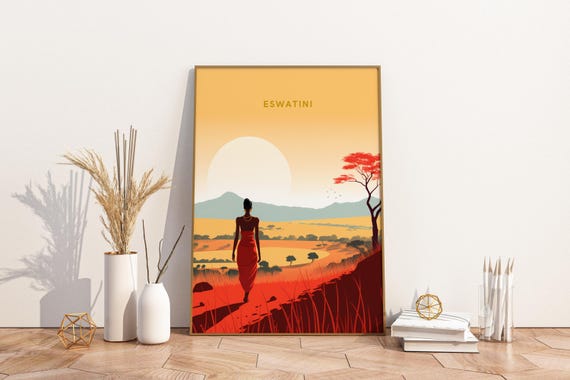Eswatini Swaziland Africa Travel Print Poster Wall Art