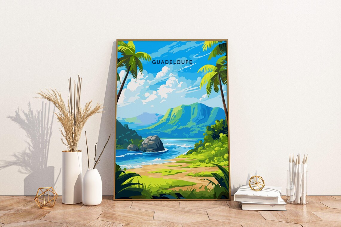 Guadeloupe Caribbean Island Travel Print Poster Wall Art