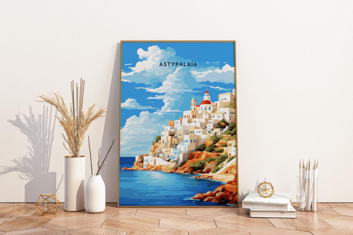 Astypalaia Greece Whitewashed Island Cliffs Aegean Sea Poster
