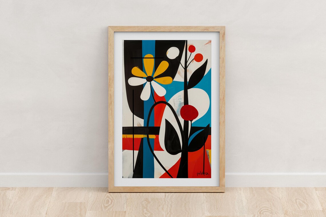 Abstract Mid Century Modern Flower Art Print