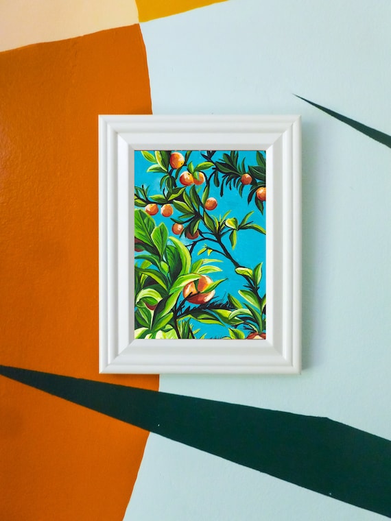 Oranges Watercolor Art Print, Modern Citrus Kitchen