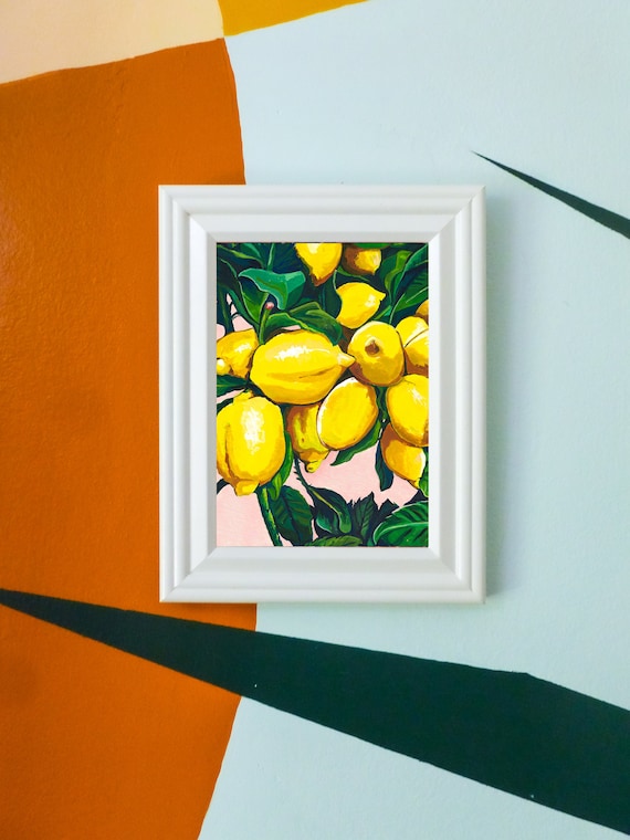 Lemon Watercolor Painting Art Print, Kitchen Decor