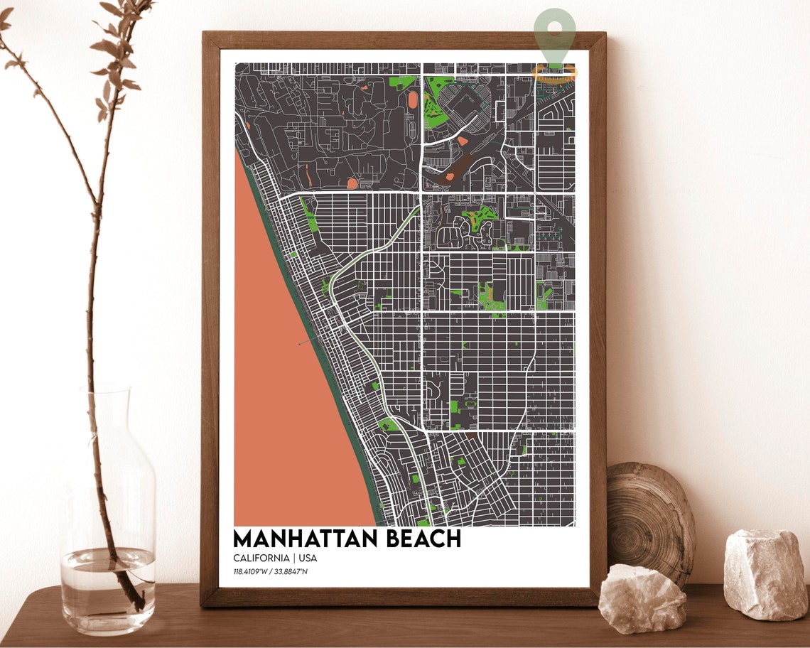 Manhattan Beach California USA Vintage Street Map Art Poster - Image 5