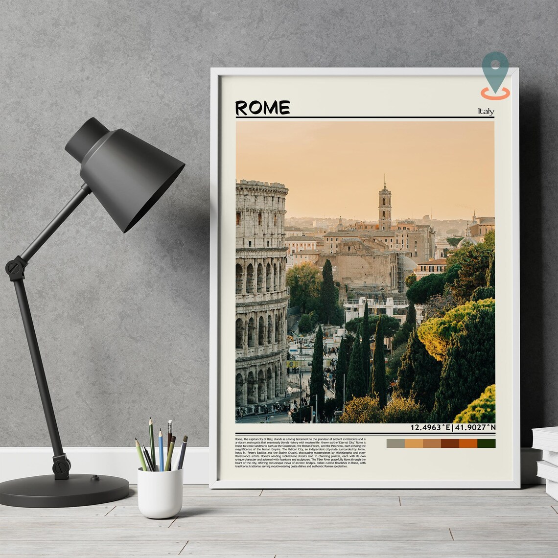 Rome Italy Colosseum Ancient Ruins Sunset Cityscape Photo Poster - Image 3