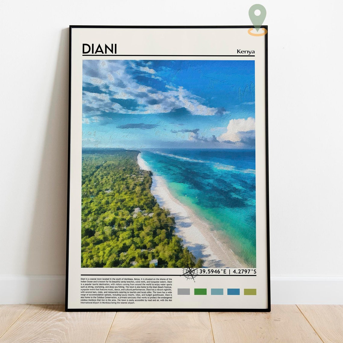 Diani Beach Kenya Turquoise Water Aerial Photo Travel Poster - Image 2
