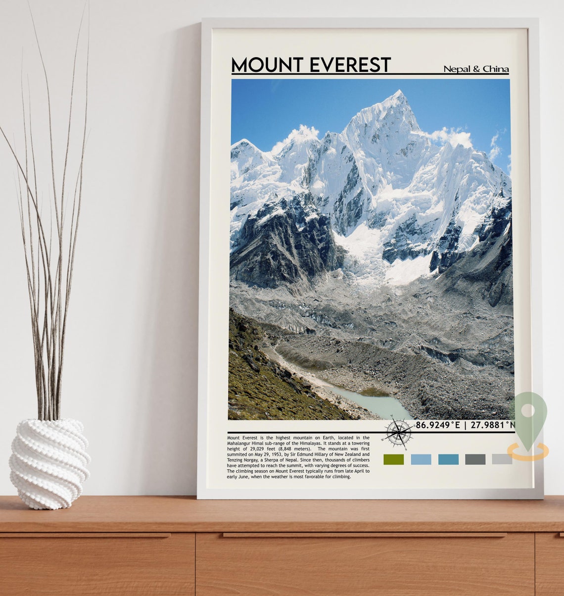 Mount Everest Nepal China Snowy Himalayan Peak Travel Poster - Image 5