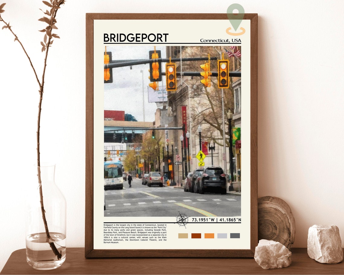 Bridgeport Print Bridgeport Poster Bridgeport Wall Art Bridgeport Travel Bridgeport Art Print Bridgeport Bridgeport Connecticut Print