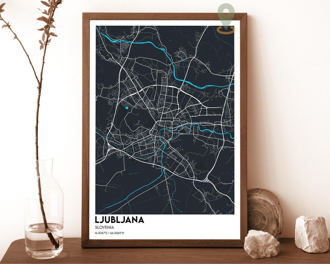 Ljubljana Slovenia Emerald Green Street Map City Art Travel Poster - Image 5