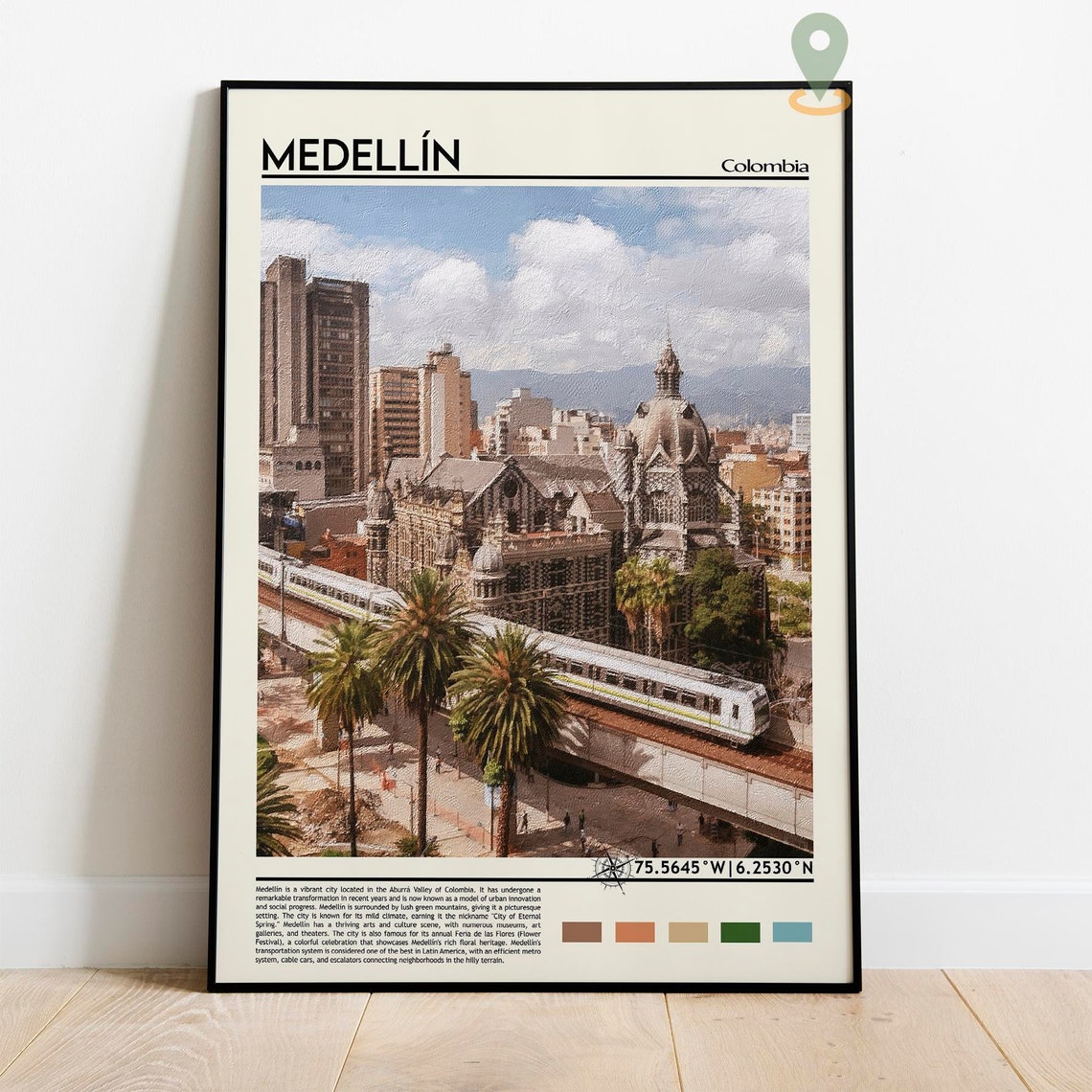 Medellin Colombia Metro Skyline Landmark Cityscape Travel Poster - Image 3