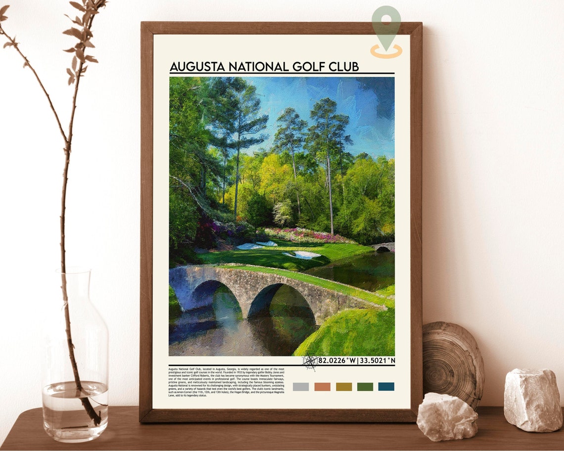 Augusta National Golf Club Stone Bridge Azaleas Georgia Golf Poster