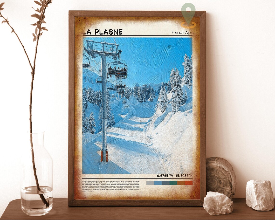 La Plagne French Alps Chairlift Ride Over Snowy Pines Poster - Image 6
