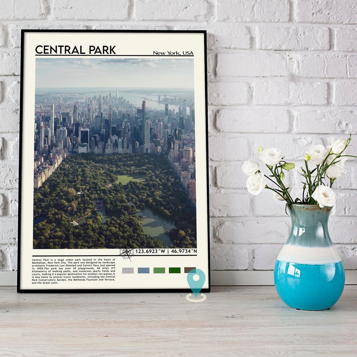 Central Park New York USA Aerial Manhattan Skyline Photo Poster - Image 2