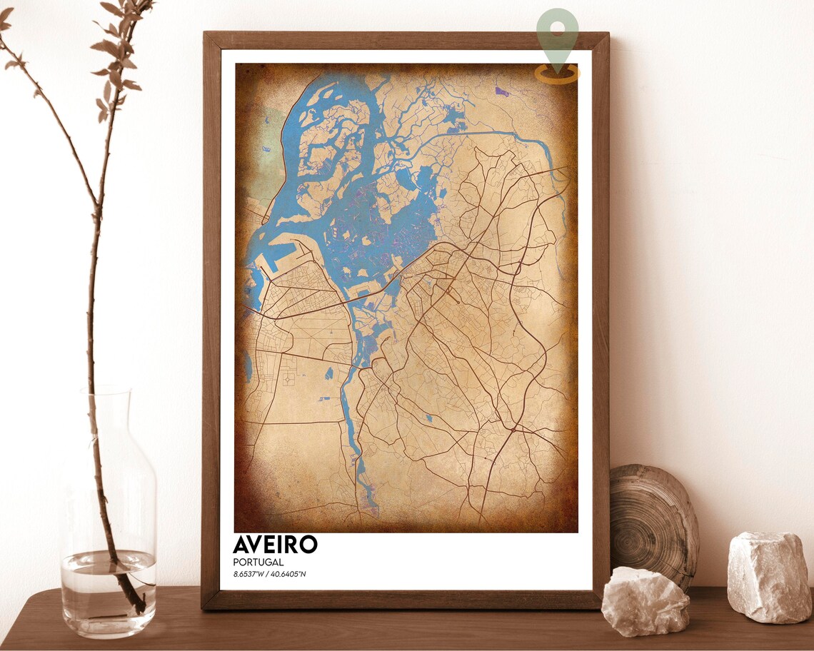 Aveiro Portugal Atlantic Coast Midnight Canal City Map Poster - Image 6