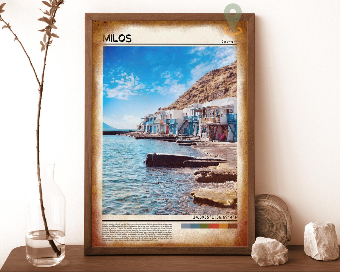 Milos Greece Island Fishing Village Colorful Doors Seaside Poster - Image 6