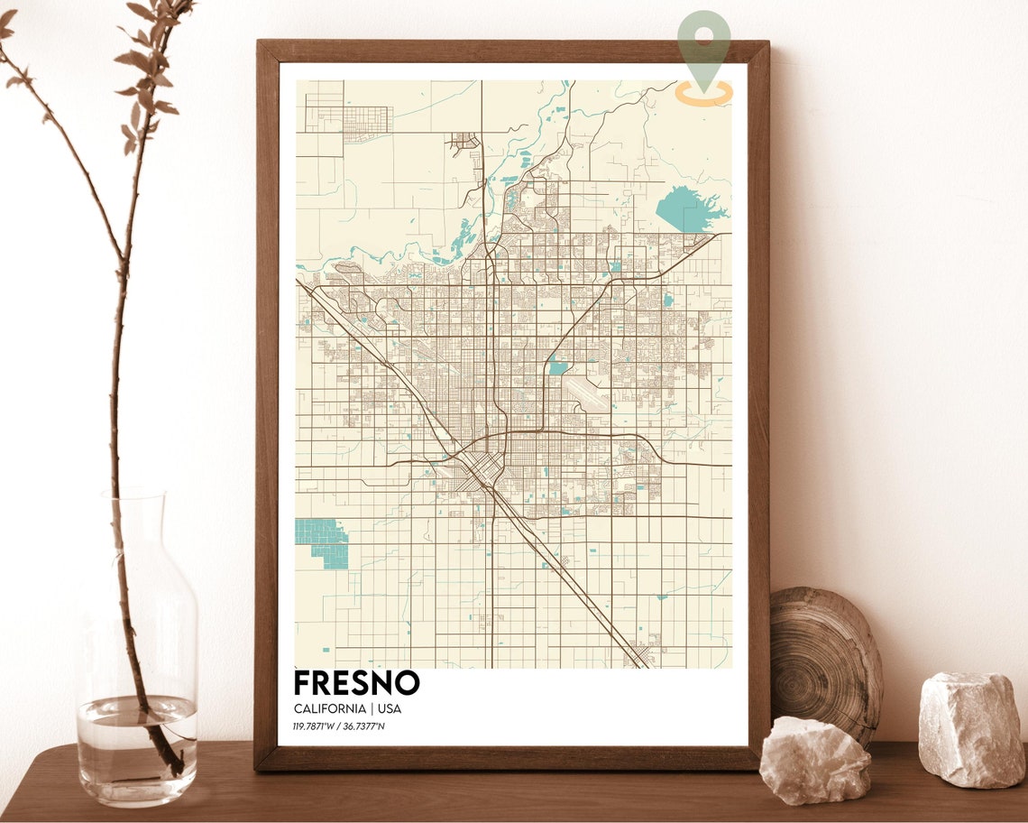 Fresno Map Fresno Map Print Fresno Personalized Map Fresno Wall Art Fresno Travel Poster Fresno Poster Fresno California Poster - Image 5
