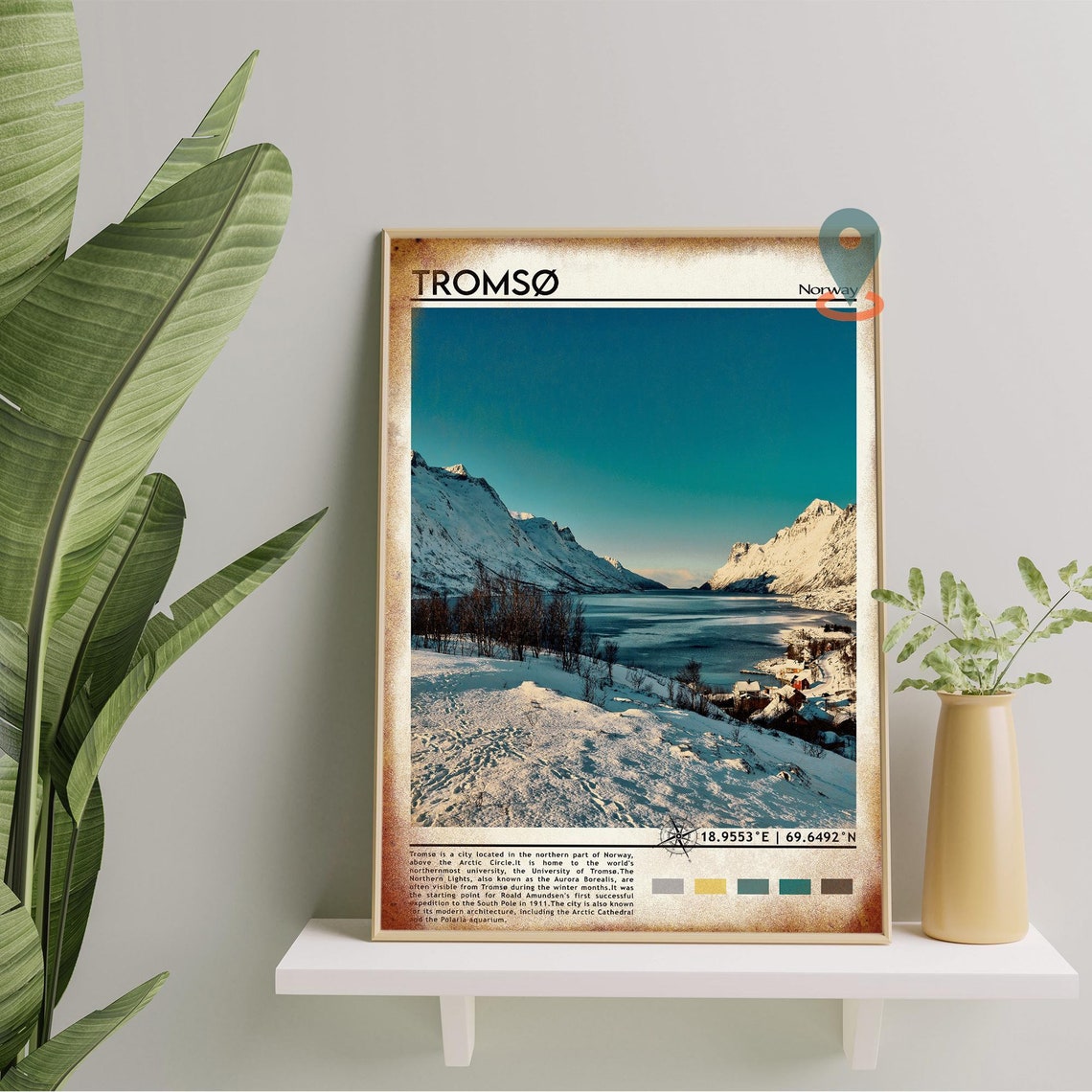 Tromso Norway Arctic Fjord Snowy Peaks Winter Night Photo Poster - Image 2