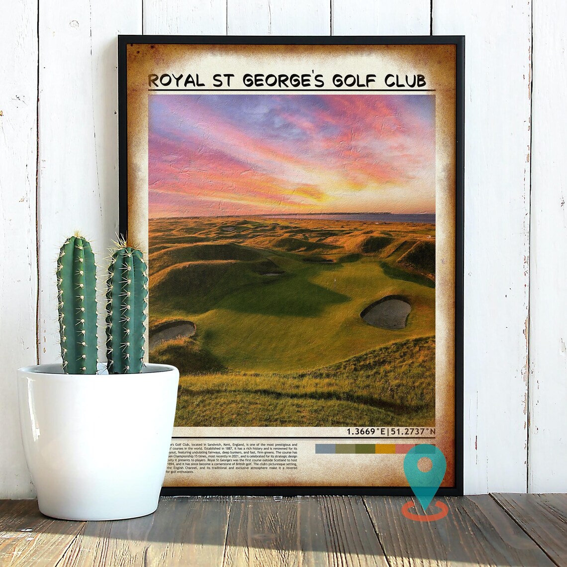 Royal St Georges Golf Club Sunset Links Open Championship Course Poster - Image 2