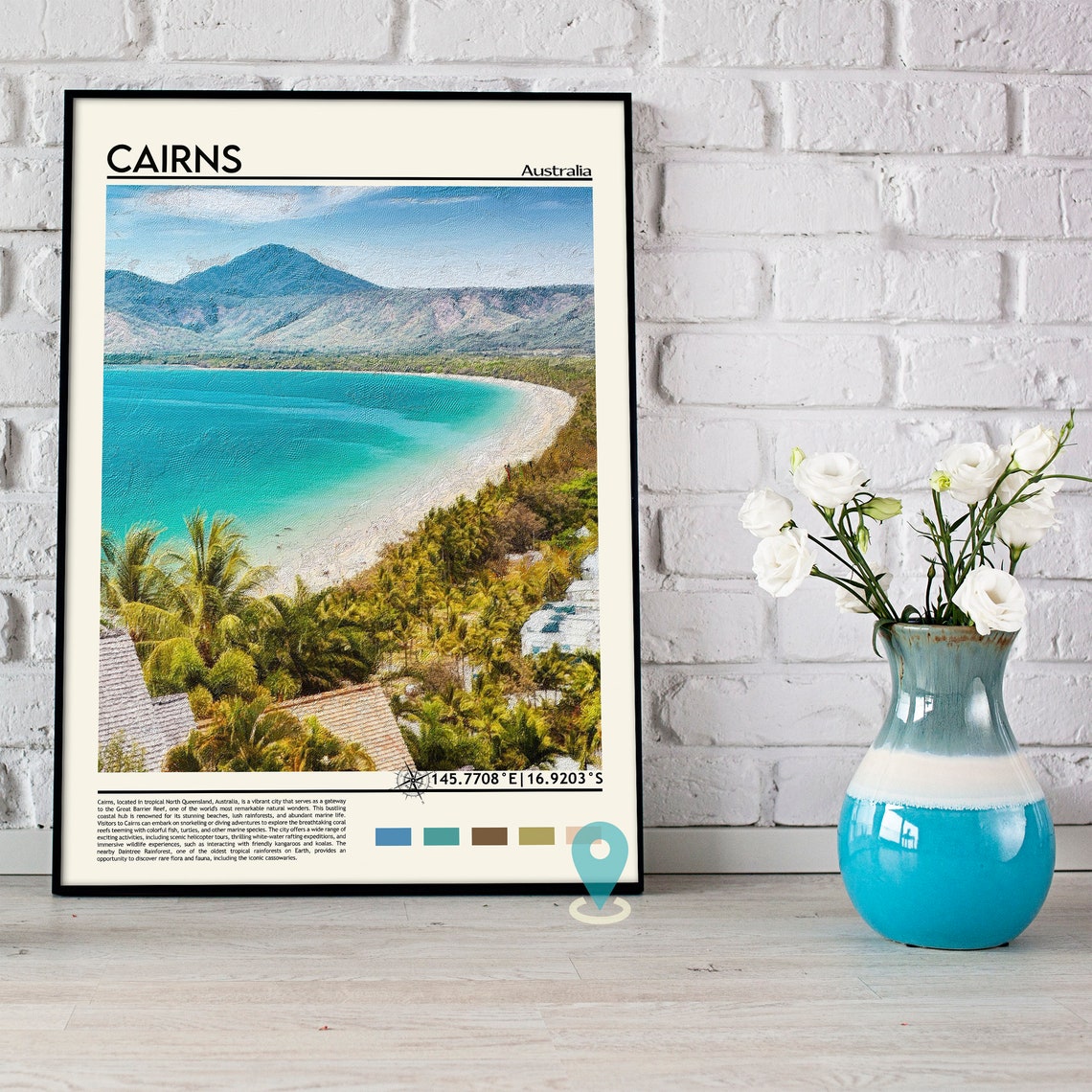 Cairns Australia Tropical Beach Palm Trees Reef Travel Poster - Image 2