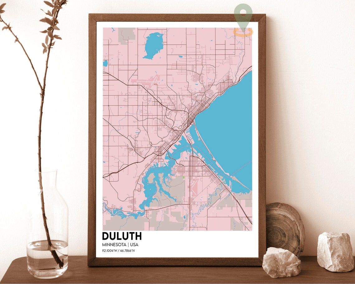 Duluth Minnesota City Street Map Lake Superior Grid Modern Art Print - Image 4