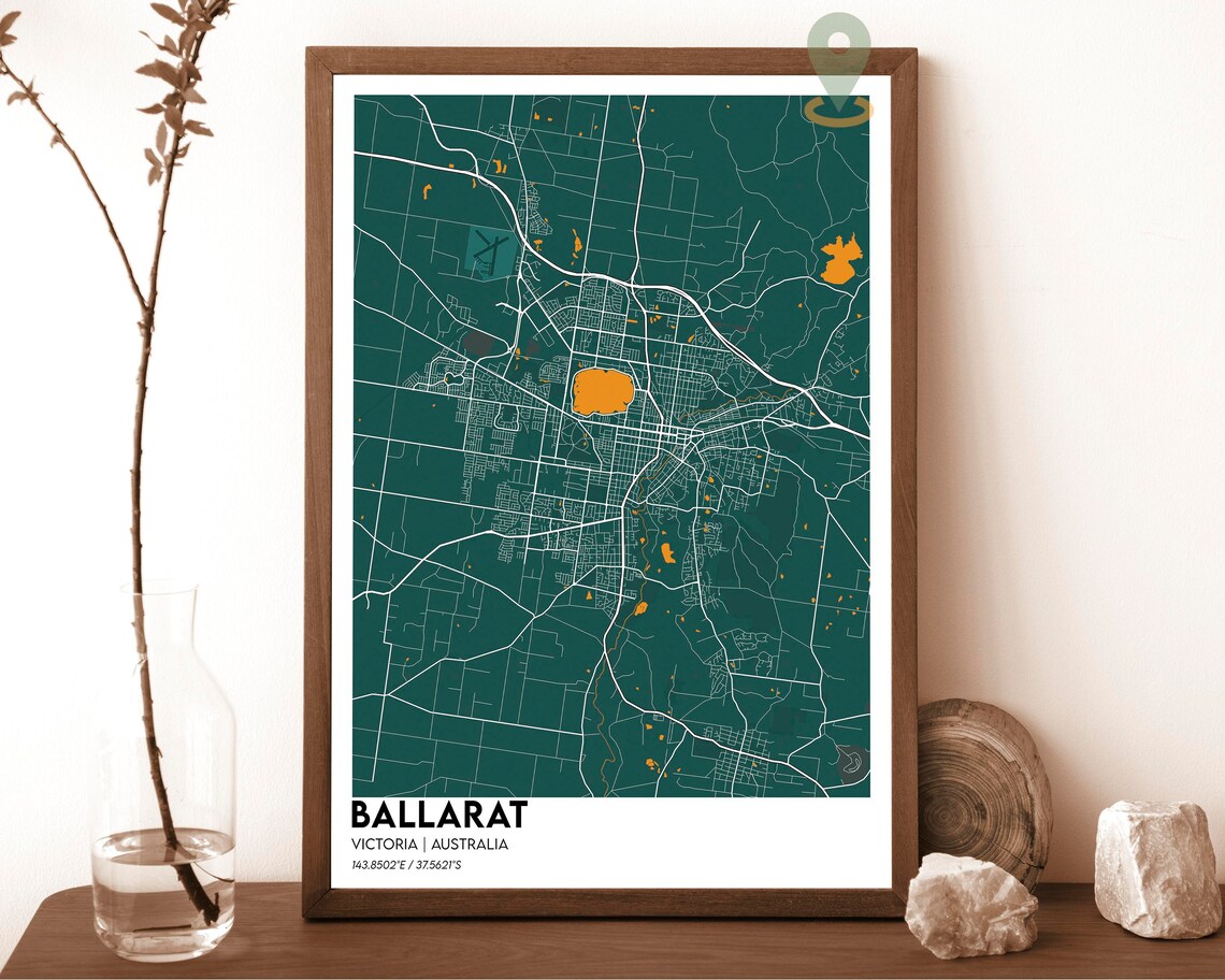 Ballarat Australia Victoria City Street Map Home Decor Poster - Image 4