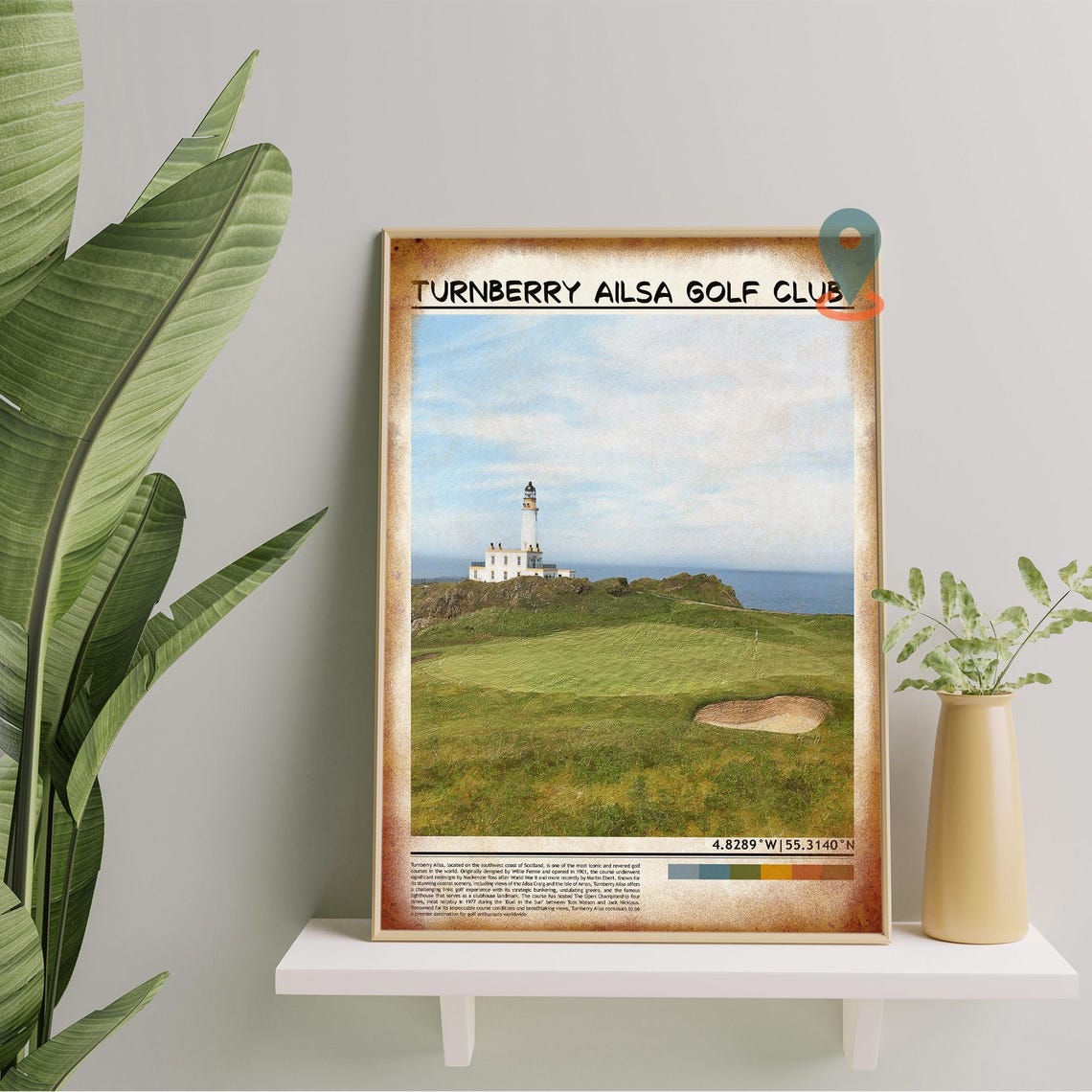 Turnberry Ailsa Golf Club Scotland Lighthouse Links Coordinate Poster - Image 5