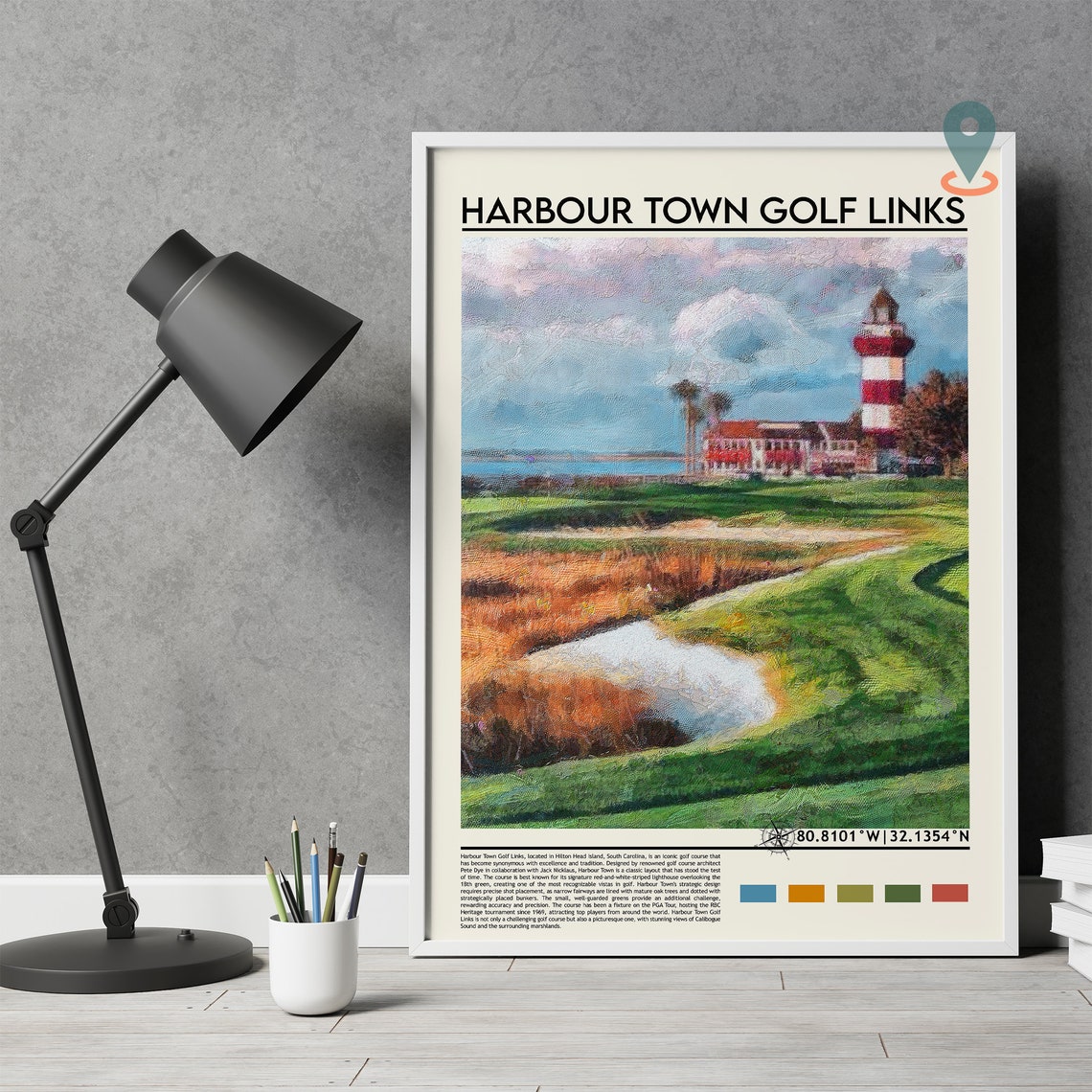 Harbour Town Golf Links Lighthouse Fairway Coastal Golf Art Poster - Image 5