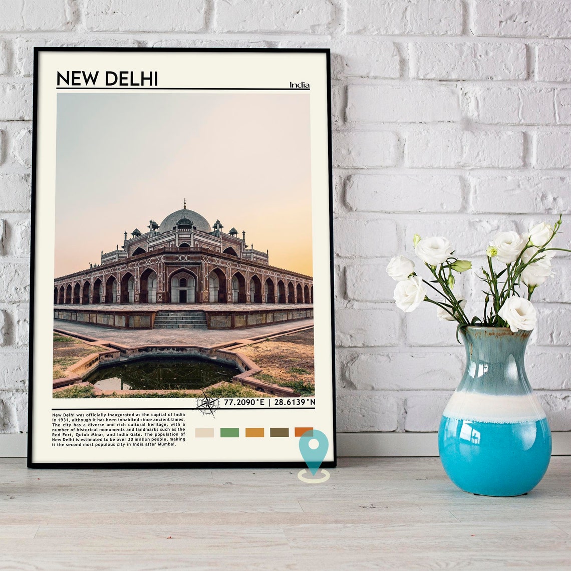 New Delhi India Grand Domed Monument Mughal Architecture Sunset Poster - Image 4