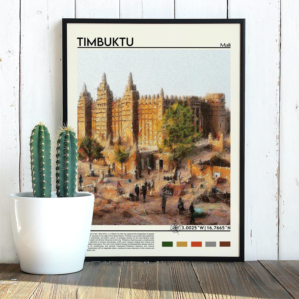 Timbuktu Mali Djinguereber Mud Mosque Desert Historic Travel Poster - Image 2