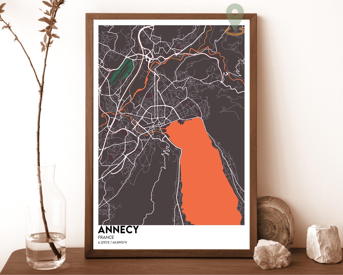 Annecy Map Annecy Map Print Annecy Personalized Map Art Annecy Wall Art Annecy Travel Poster Travel Gift Annecy Poster Annecy Art - Image 4