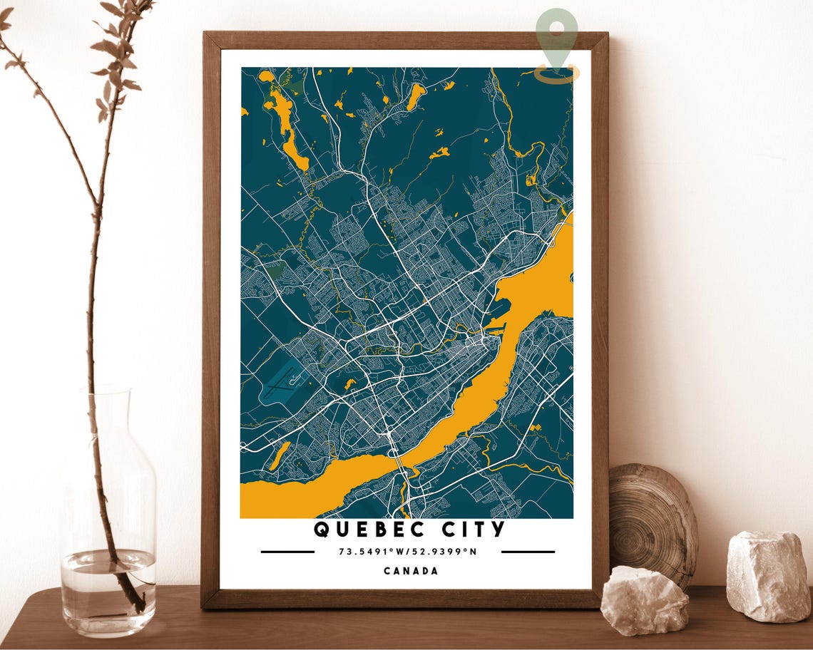 Quebec City Canada Blush Rose Street Map Modern Minimalist Wall Art - Image 5