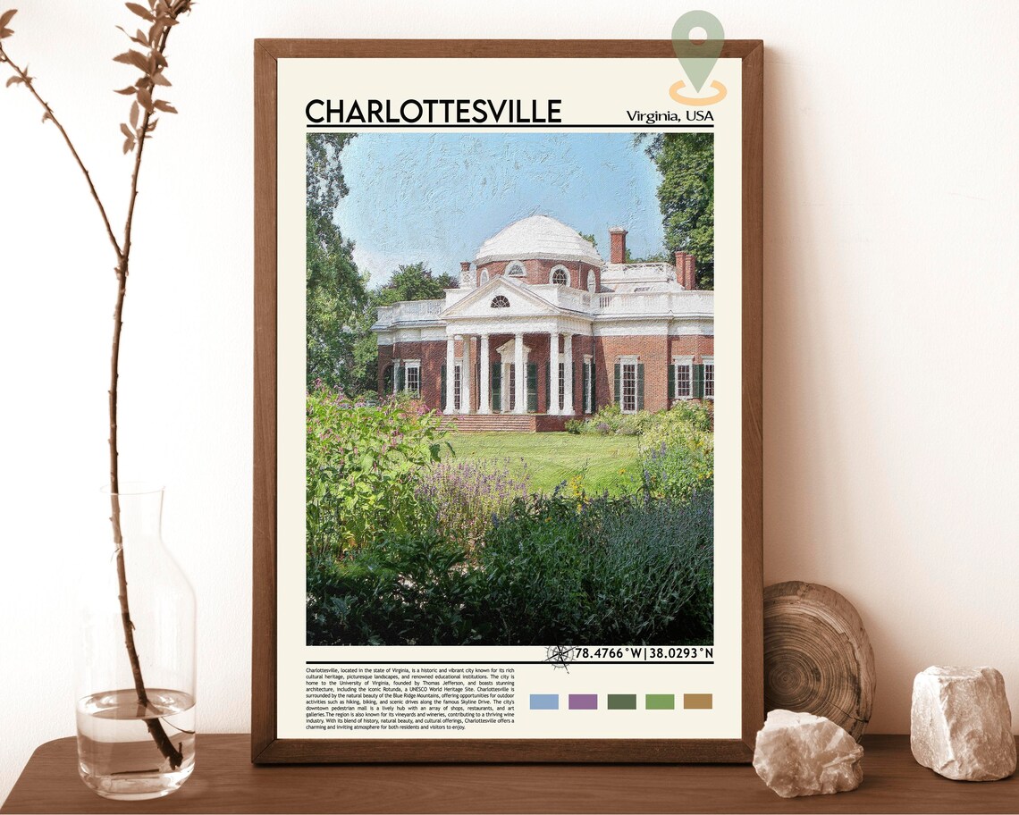 Charlottesville Virginia Monticello Historic Mansion Travel Poster