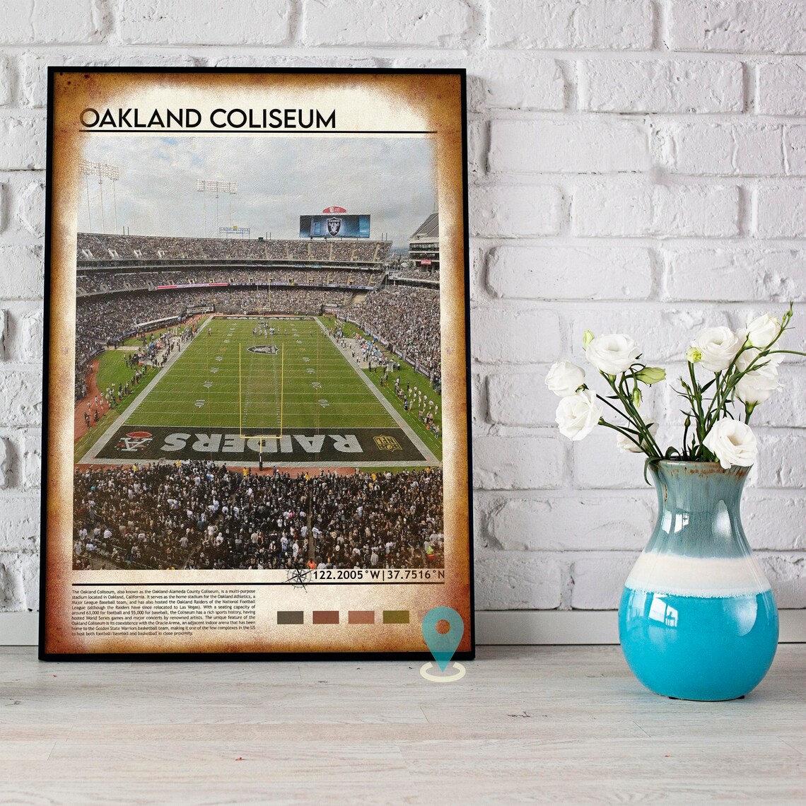 Oakland Coliseum Raiders Football Stadium Game Day Sports Poster - Image 4
