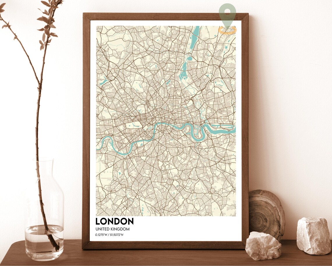 London United Kingdom Midnight Neon Street Map Art Decor Poster - Image 4