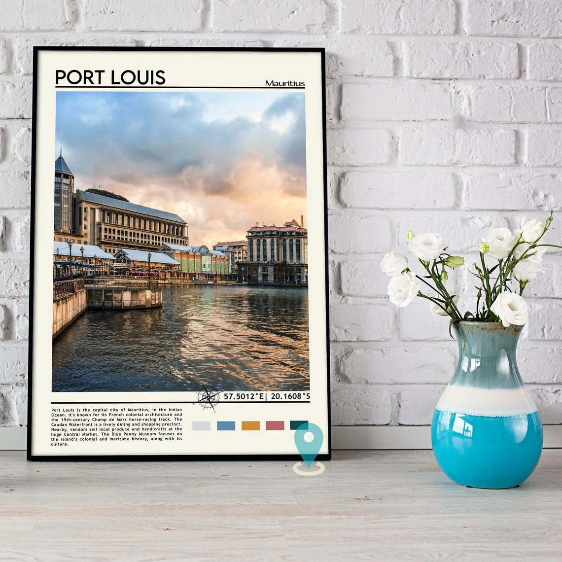 Port Louis Mauritius Harbor Waterfront Sunset Colonial Travel Print - Image 3