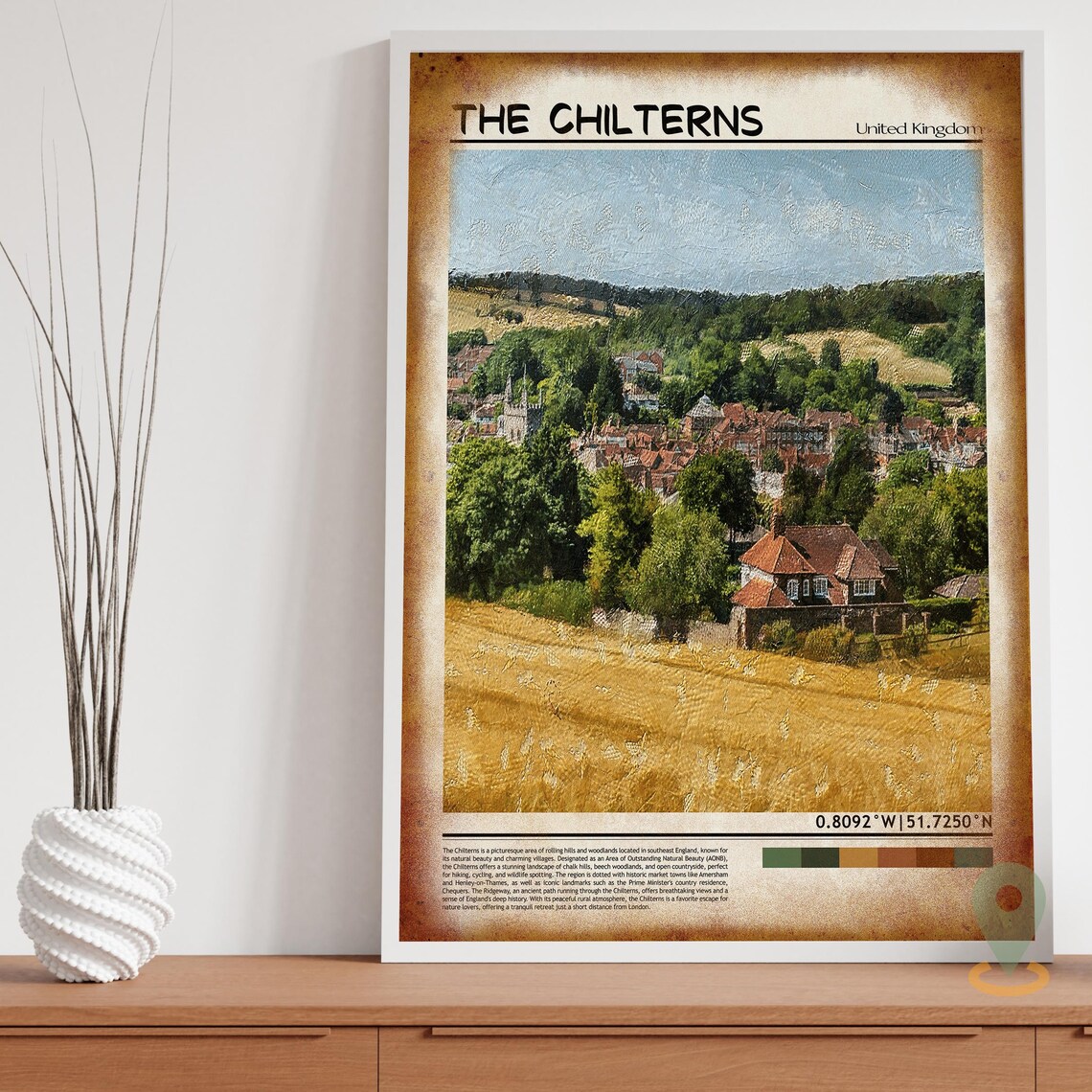 The Chilterns England Village Church Countryside Travel Poster - Image 3