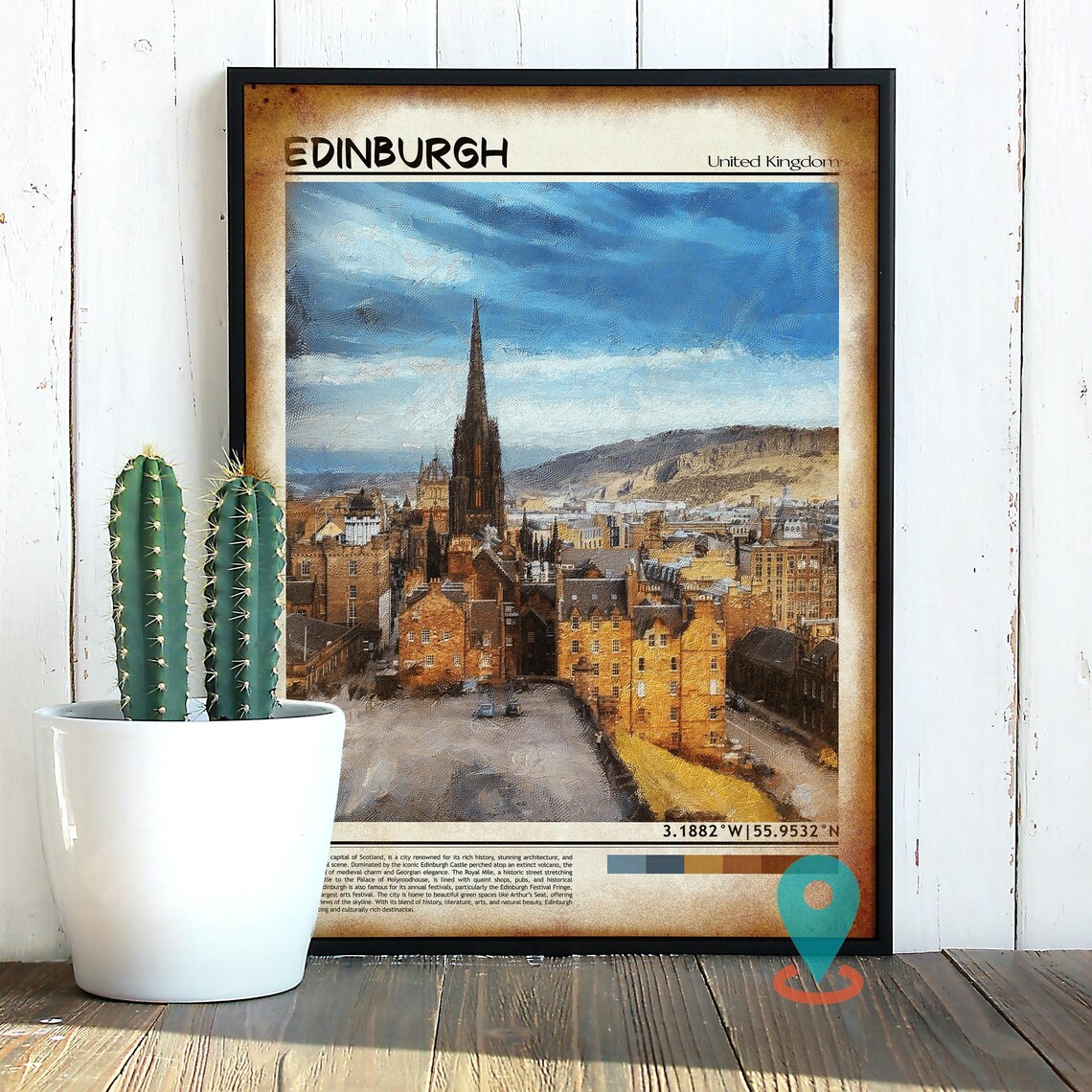 Edinburgh United Kingdom Old Town Spire Oil Painting Travel Poster - Image 2